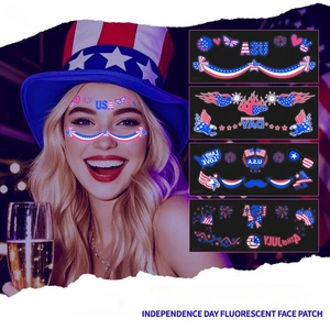 USA Party Neon Dance Glow Fluorescent Face Stickers Tattoo Stickers160*65mm - Picture 1 of 37