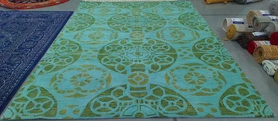 TURQUOISE / GREEN 8'-9" x 12'-0" Flaw in Rug, Reduced Price 1172787390 WYD376K-9 - Image 1 of 4