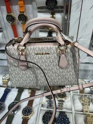 Michael Kors Marilyn Small Satchel Shoulder Crossbody Bag MK Vanilla Pink - Image 1 of 4