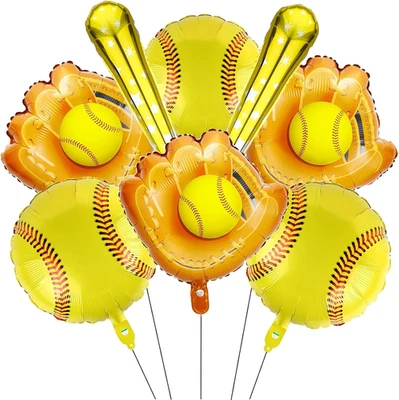 8 piezas decoraciones de fiesta de softbol - globos de béisbol de 18 pulgadas - globo de papel aluminio de softbol Foto 1 de 4