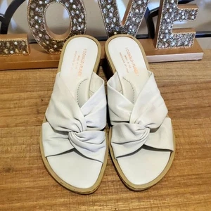 Donald Pliner Atomic cremefarbene geknotete Damen-Leder-Pantoletten Sandalen/Größe 9 - Bild 1 von 10