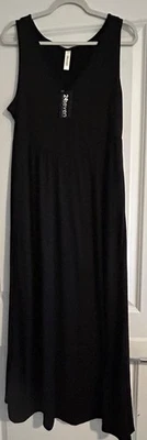 24/Seven Comfort Apparel 女式黑色长裙背心风格/无袖 L 码全新带标签 — 第 1/4 张图片