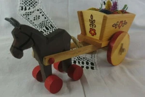 Dregeno Tischschmuck Blumenkarre Esel echt Erzgebirge Ostern Blumen OVP - Bild 1 von 8