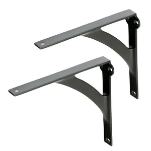 Un par de soportes de estante de 6" lisos como seda mate acabado negro latón (MB467) - Imagen 1 de 1
