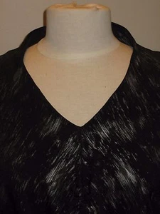 LAURA ASHLEY BLACK AND SILVER METALLIC STRETCH TOP WITH GATHERED FRONT - LARGE - Picture 1 of 6