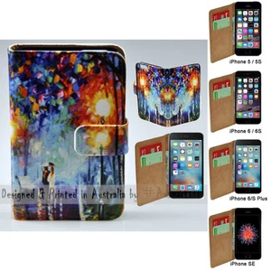 For Apple iPhone Series -  Lamp Post Lovers Print Wallet Mobile Phone Case Cover - Bild 1 von 3