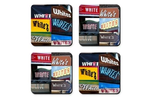 Personalized Coasters featuring the name WHITE in photos of signs - Set of 4 - Picture 1 of 1