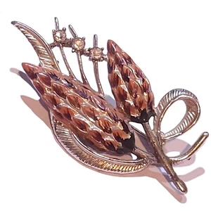 Jyoti Vintage Brooch Orange Retro Painted Rhinestone 50s 60s Statement Estate - Picture 1 of 14