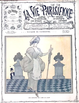 La Vie Parisienne Magazine 11 Feb 1910 Carnival Mask Art Nouveau - Image 1 of 4