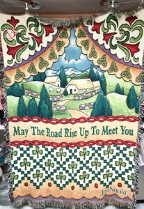 NEW NWT Jim Shore Woven Tapestry Throw Blanket 51"x68" IRISH BLESSING Road Rise - Picture 1 of 10