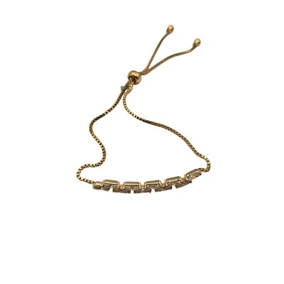 Rose Gold Adjustable Chain Bracelet Zirconia Stones Elegant Jewelry - Image 1 of 4