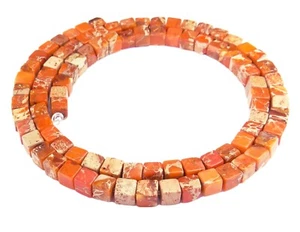 😏 Impressionen Jaspis orangerote Würfel ca. 4mm Edelsteinperlen Strang 😉 - Picture 1 of 1