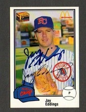 Jay Eddings 1989 Peoria Chiefs authentic autographed card Cubs
