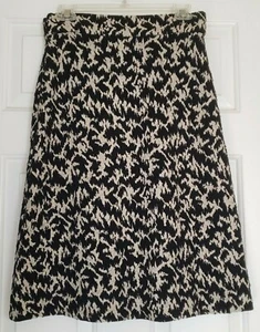 DVF DIANE VON FURSTENBERG Sweater Knit Skirt Sz 6 Amanda Abstract Black Cream - Picture 1 of 11