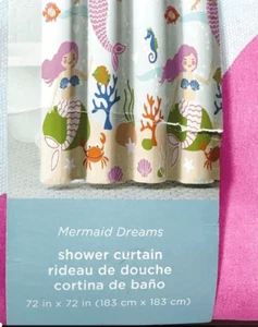 Dream Factory Kids Mermaid Fabric Shower Curtain 72 in x 72 in - Picture 1 of 10