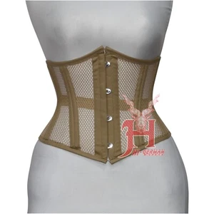 Heavy Duty Steel Boned Under Bust Waist Trainer Red Mesh Extreme Corset Hi-78 - Picture 1 of 5