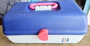 Vintage 1980s Caboodles Blue, Gray, Pink Makeup Storage Case - Picture 1 of 4
