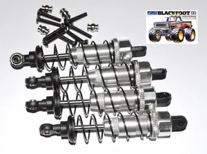Rc Car Aluminium Suspension Front & Rear Silver Shocks Set For Tamiya Blackfoot - Picture 1 of 5