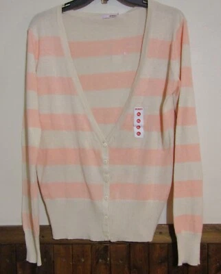 BONGO MUJER EXTRA GRANDE BEIGE/MANDARINA NARANJA BOTÓN DELANTERO CÁRDIGAN SUÉTER NUEVO CON ETIQUETAS Foto 1 de 2