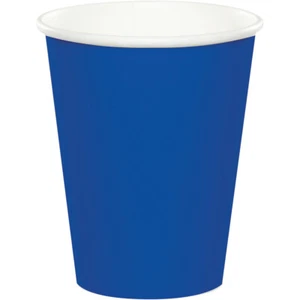 Cobalt Blue Party Supplies Paper Cups x 24 Pack Solid Plain Tableware Birthday  - Picture 1 of 1