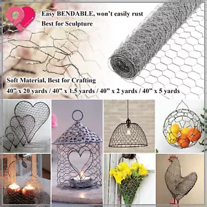 Verzinktes Geflügelnetz Metallgitter Zaun Hühnerdraht rustikal silber 40" 1-20yd - Bild 1 von 7