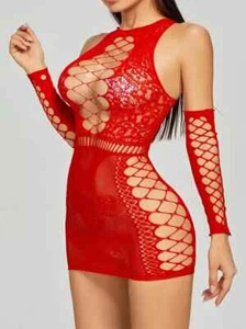 Womens Sexy/Sissy Plus Size Lingerie Fishnet Bodysuit Body Stocking Bodysuit - Picture 1 of 9