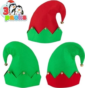 JOYIN 3 Packs Christmas Hats - Unisex Elf Hats with Jingle Bells for Kids & Adul - Picture 1 of 7