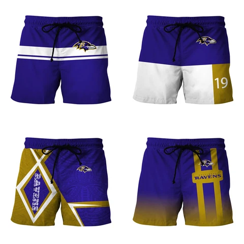Baltimore Ravens Mens Athletic Board Shorts Pockets Shorts Loose Swim Trunks Cover