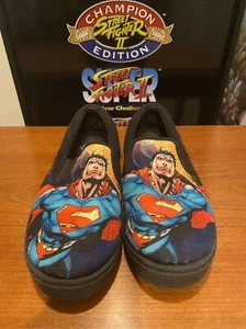 DC COMICS SUPERMAN Men’s Canvas Sneakers Size 8M Black Slip On NWT - Picture 1 of 7