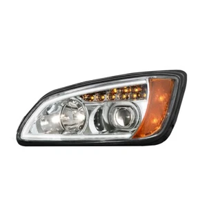 Kenworth T660 Headlights Pair LED Bar Projector chrome OE# P541059100 2008-2016 - Picture 1 of 5