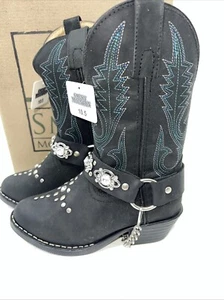 New Children Black Smoky Mountain Cowboy Boots. 3283 C. 10.5 10 1/2 D. 24-48 - Picture 1 of 8