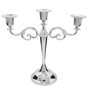 3 Candle Metal Candelabra Candlesticks Holder for Formal Events, Wedding, Chu... - Picture 1 of 7
