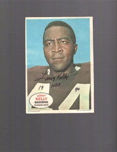 LEROY KELLY VINTAGE HAND SIGNED 1968 TOPPS POSTER INSERT+COA CLEVELAND BROWNS - Picture 1 of 1