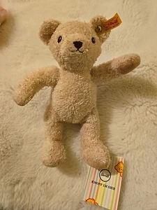 8" Steiff Knopf Im Ohr Bear Baby Teddyb Beige Pre Owned NWT Fast Shipping - Picture 1 of 13