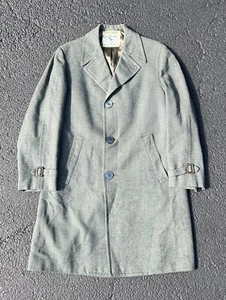 VTG 60s Hickey Freeman Wool Flight Coat Jacket Trench Overcoat Union USA 22x38 - Picture 1 of 14