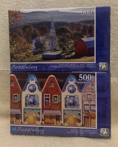 Lot #4 Two 500 Pc Puzzlebug Puzzles Peacham Church Vermont & Belgian Sweets NEW - Picture 1 of 3