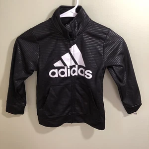 Adidas Boys Sweatshirt Full Zip Up Black Size 5 - Picture 1 of 5