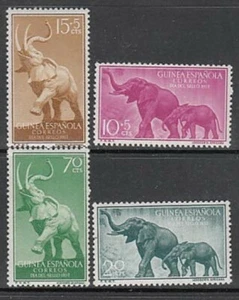 SPANISH GUINEA Edifil # 369-372 ** MNH Seal Day 1957 Elephants - Picture 1 of 1