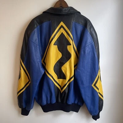 Vintage Michael Hoban HOBO North Beach Leather Jacket Bomber Street Sign Large - Image 1 of 4