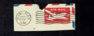 1946- U.S. AIRPOST STAMPED ENVELOPE 6c Red Transport Sc#UC18 Used "Miami" PM^ - Picture 1 of 1