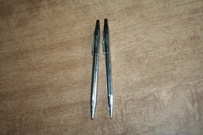 Juego de bolígrafos y lápices cromados Cross Classic vintage probado ¡¡Funciona!! Grabado Ver Pix!! Foto 1 de 4