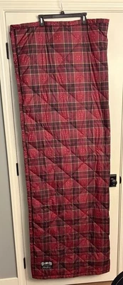 Eddie Bauer Goose Down Red/Brown Plaid Throw Blanket Reversible 50 X 72 - Image 1 of 4