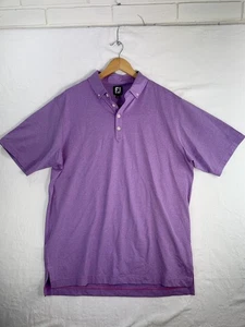 FootJoy Polo Shirt Mens Large Purple Striped Golf Performance Button Collar - Picture 1 of 5