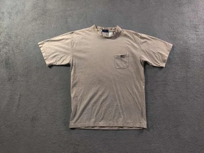 Camisa VINTAGE Reebok Adulto Hombre Pequeña Tostada Beige Bordado Logo Bolsillo Torso Foto 1 de 4