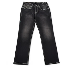 True Religion Ricky Big T Flap Jeans Herren 30 x 30 Washed Coal Grey Straight Neu mit Etikett - Bild 1 von 15