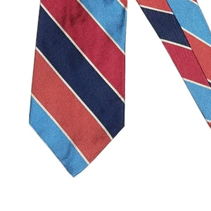 Brooks Brothers Silk Repp Tie Men’s 61.75” Red Blue Stripe Woven Preppy Wide New - Picture 1 of 4