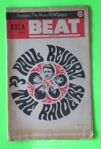 VINTAGE 1967 MAY KRLA BEAT MUSIC NEWSPAPER MAGAZINE PAUL REVERE AND THE RAIDERS - Picture 1 of 2