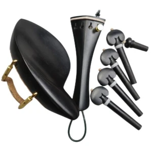 Ebony 4/4 Violin Accessories Fitting Parts Clamp Chinrest Pegs Tailpiece Endpin - Picture 1 of 4