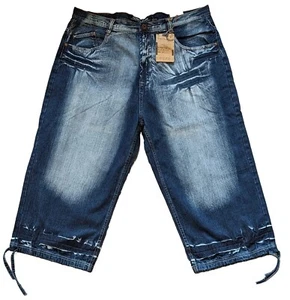 NEW Y2K KOMAN Denim Shorts Mens 42 Baggy Wide Skater Jorts Hip Hop Jnco-Style - Picture 1 of 12