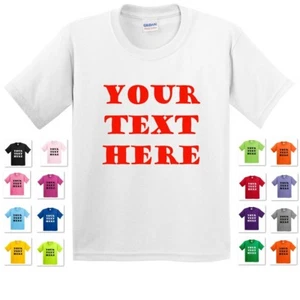 YOUTH KIDS PERSONALIZED CUSTOM PRINT YOUR OWN TEXT ON A T-SHIRT CUSTOMIZED TEE - Picture 1 of 18